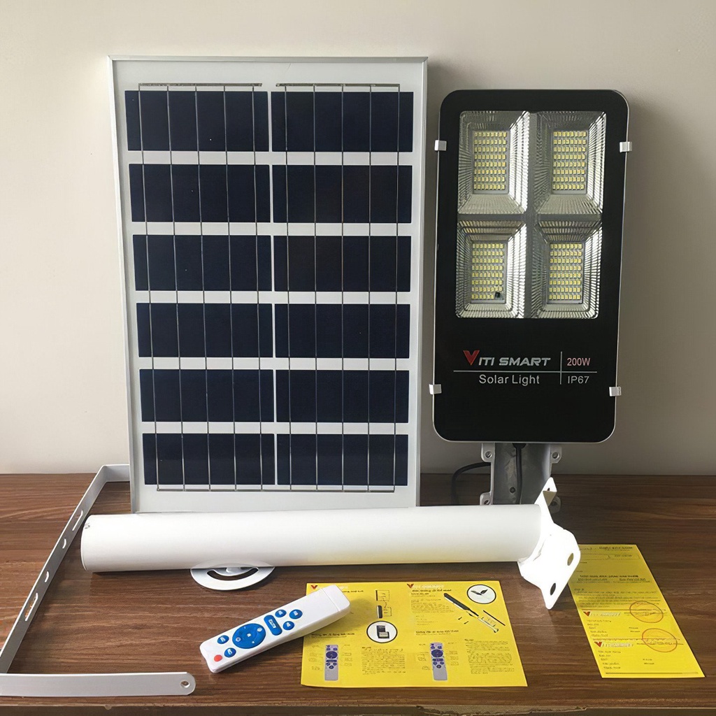 Đèn đường năng lượng mặt trời 200W, Đèn chiếu sáng đường phố, Bảo hành 2 năm tiêu chuẩn chống nước IP67