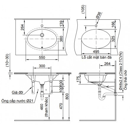 Lavabo Inax Âm Bàn L-2216V/BW1