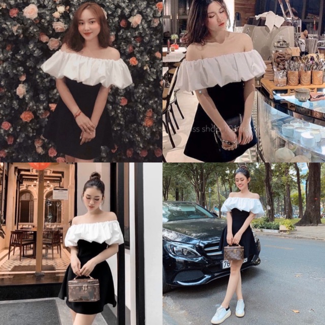 Đầm váy Ringela dress có mút ngực mặc được 2 kiểu trễ vai | BigBuy360 - bigbuy360.vn