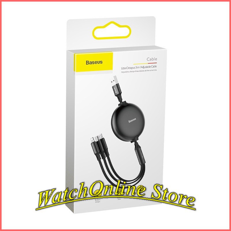 Cáp sạc nhanh 3 in 1 Lightning / Type-C / Micro USB hiệu Baseus cho iPhone, iPad, Samsung, Huawei, Oppo, Xiaomi