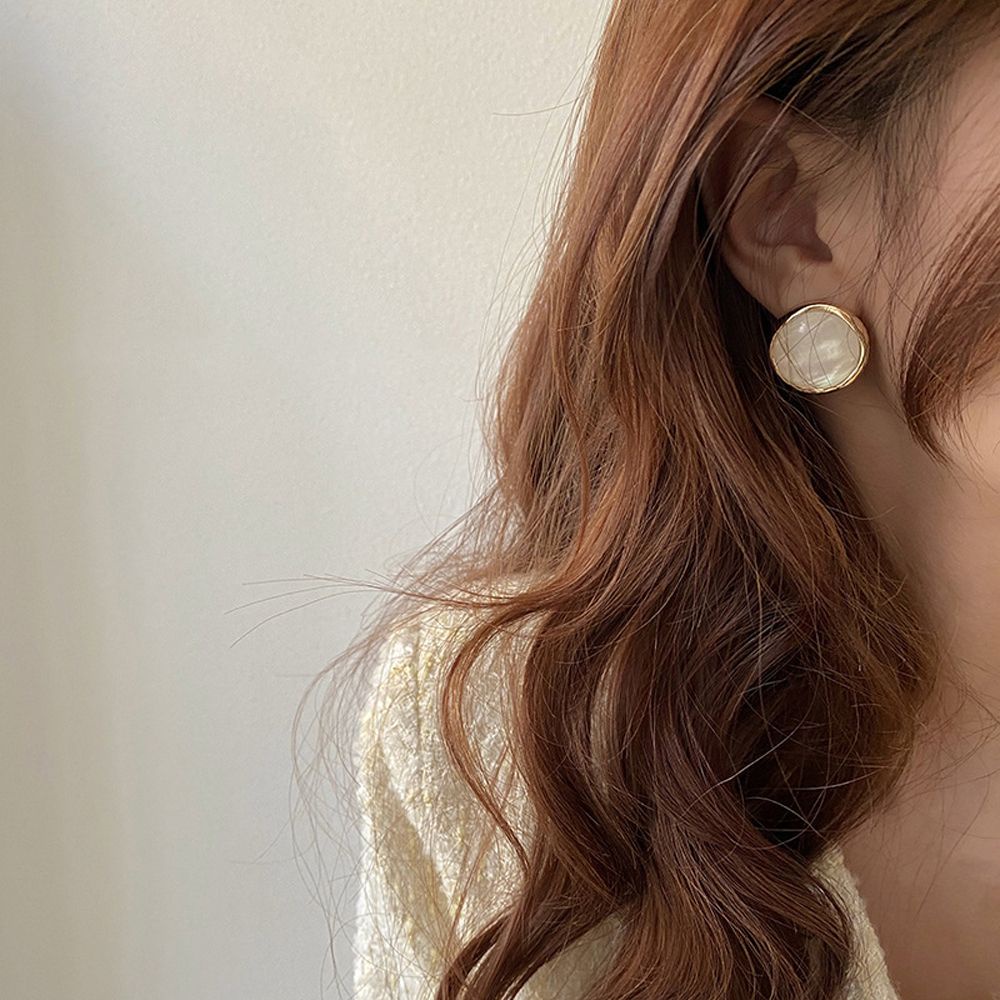 Bông tai hình tròn bằng acrylic phong cách Hàn Quốc cổ điển sang trọng cho nữ