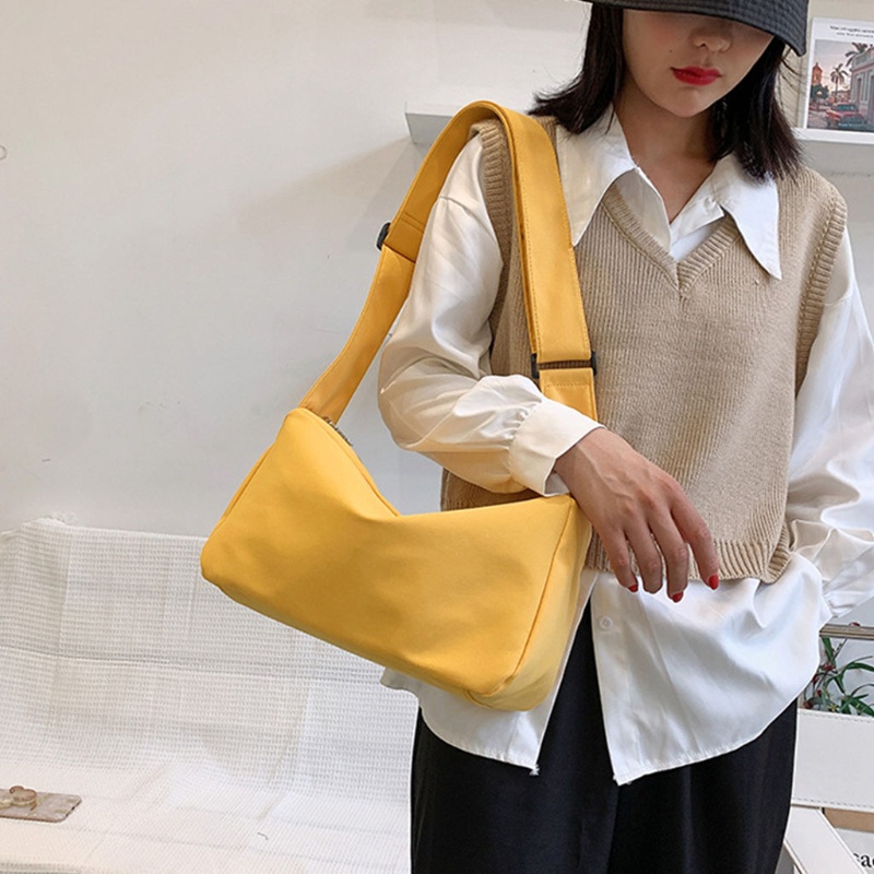 Túi Xách Đeo Vai / Đeo Chéo Màu Trơn Bằng Vải Canvas Thời Trang Dành Cho Nữ