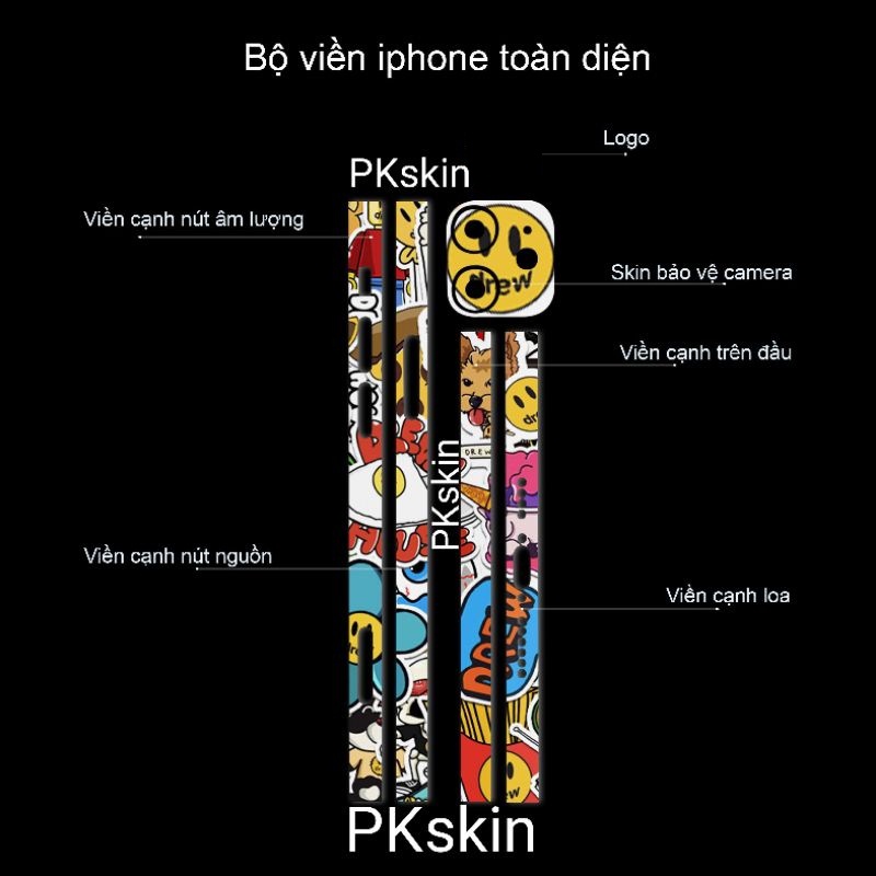 Miếng dán skin 3m viền in hình cho iPhone 12, 12 pro, 12 pro max, 12 mini theo yêu cầu