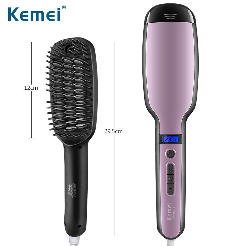 Lược điện điều chỉnh nhiệt cao cấp KEMEI KM-HC111 tích hợp phun hơi nước nano chăm sóc tóc