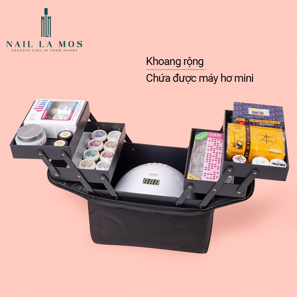 Cốp vải đựng đồ nail - cốp vải 3 ngăn 5 khay có dây đeo tiện lợi cho dân làm móng