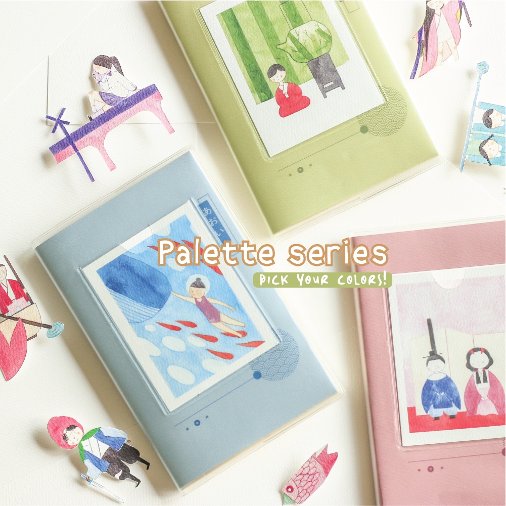 Sổ bìa nhựa Palette series A6  6 màu bìa- 2 kích thước - 4 loại ruột -16 postcards đi kèm