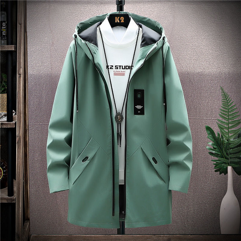 Áo khoác chống gió dáng dài có mũ thời trang mùa thu dành cho nam | BigBuy360 - bigbuy360.vn