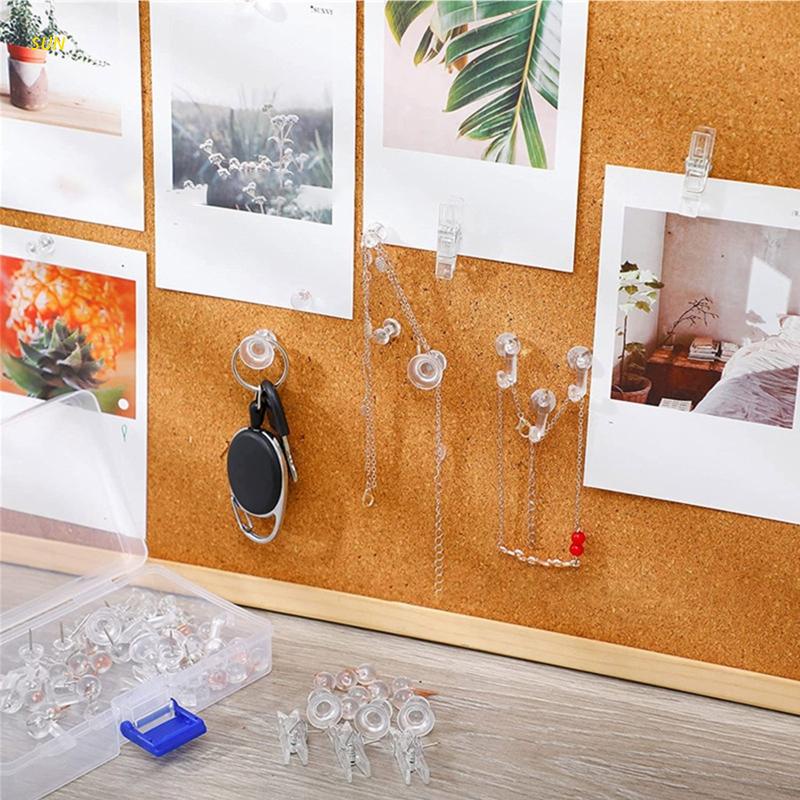 Bộ 120 Đinh Ghim Trong Suốt Kèm Hộp Đựng DIY Cho Nhà Trẻ/Trường Học
