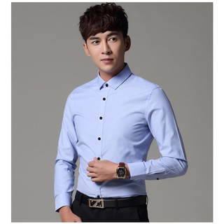 Áo sơ mi nam dài tay màu xanh dương nhạt  -