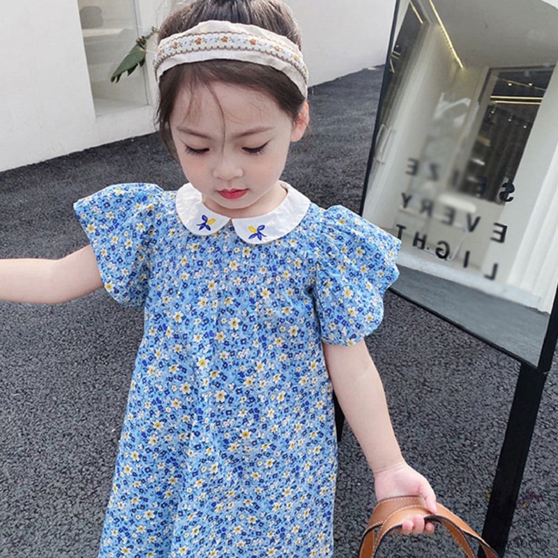 Đầm Bé Gái Thêu Hoa Phong Cách Hàn Quốc