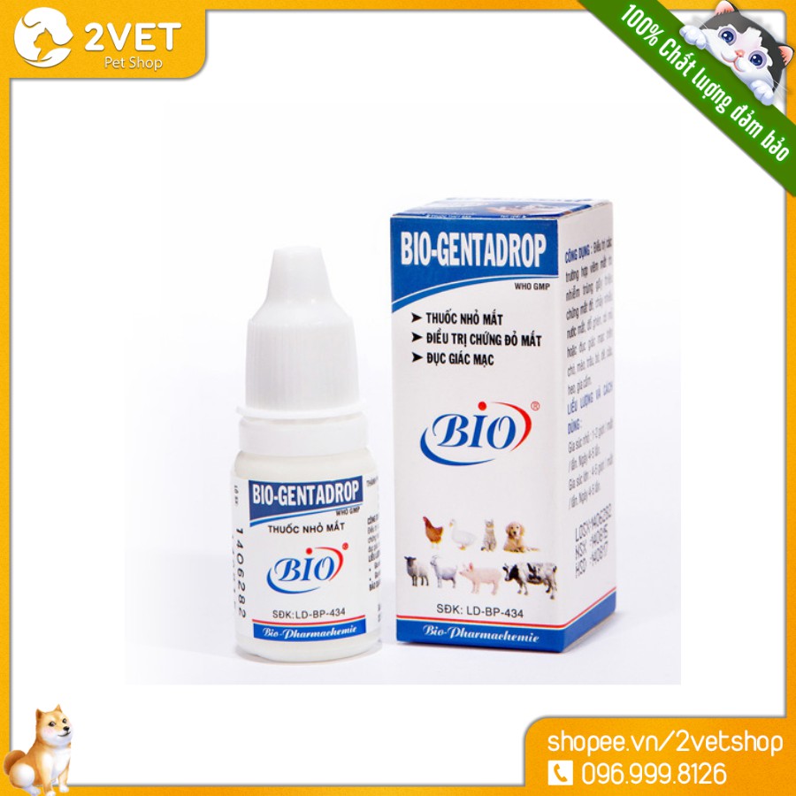 [Chăm Sóc Thú Cưng] Nước Nhỏ Mắt Bio Genta Drop Chó Mèo – 2Vet - Chăm Sóc Vật Nuôi