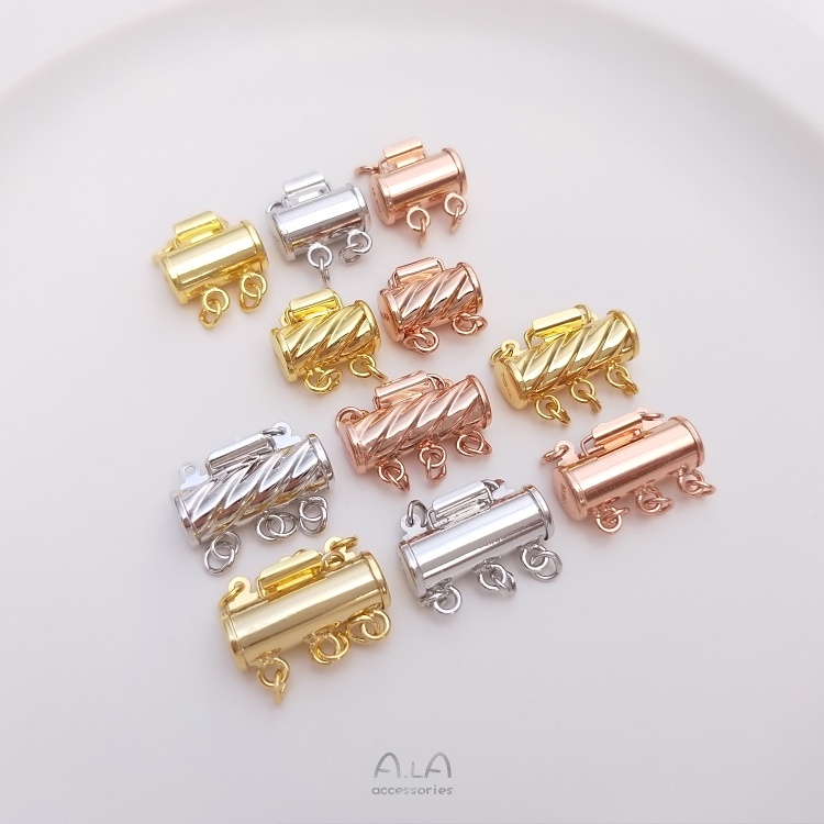 Khóa Ống Dài Mạ Vàng Hồng 18K Nhiều Khóa diy Làm Vòng Cổ