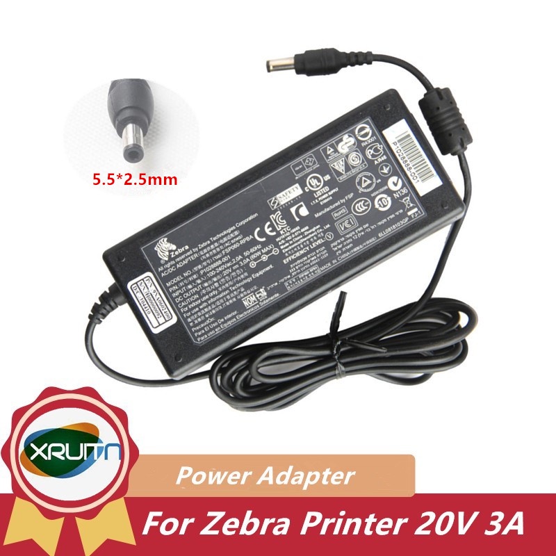 20V 3A 60W 5.5x2.5mm FSP060-RPBA AC Adapter Cho Máy In ZEBRA TLP2844 LP2844GK888TT 888TT LP2824 GC42