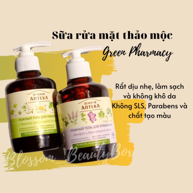 [Thanh ly HSD 7/2021 -250ml] Gel rửa mặt thảo mộc lành tính Apteka Green Pharmacy