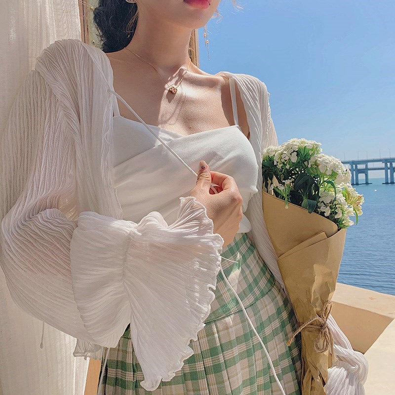 CÓ SẴN - Áo khoác voan mỏng nhẹ khoác ngoài vintage dành cho nữ