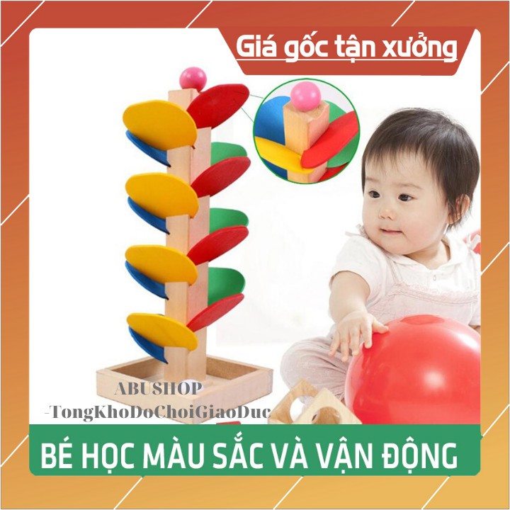 Đồ Chơi Xếp Hình Cây Thả Bi Bằng Gỗ- Bộ Ghép Hình Thang Xoáy Giúp Bé Phát Triển Trí Tuệ, Nhanh Mắt