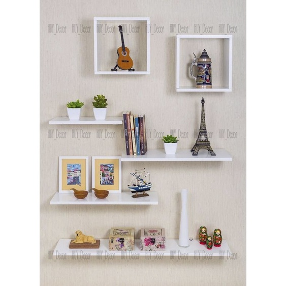 Kệ gỗ treo tường  kích thước tùy chọn + phụ kiện HUY_Decor