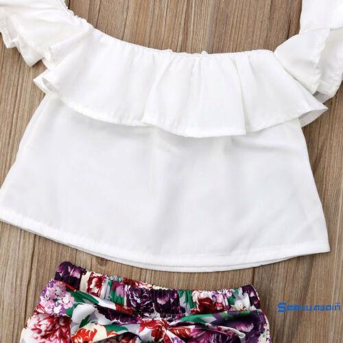 Bộ Áo Crop Top + Quần Short Mùa Hè Cho Bé Gái