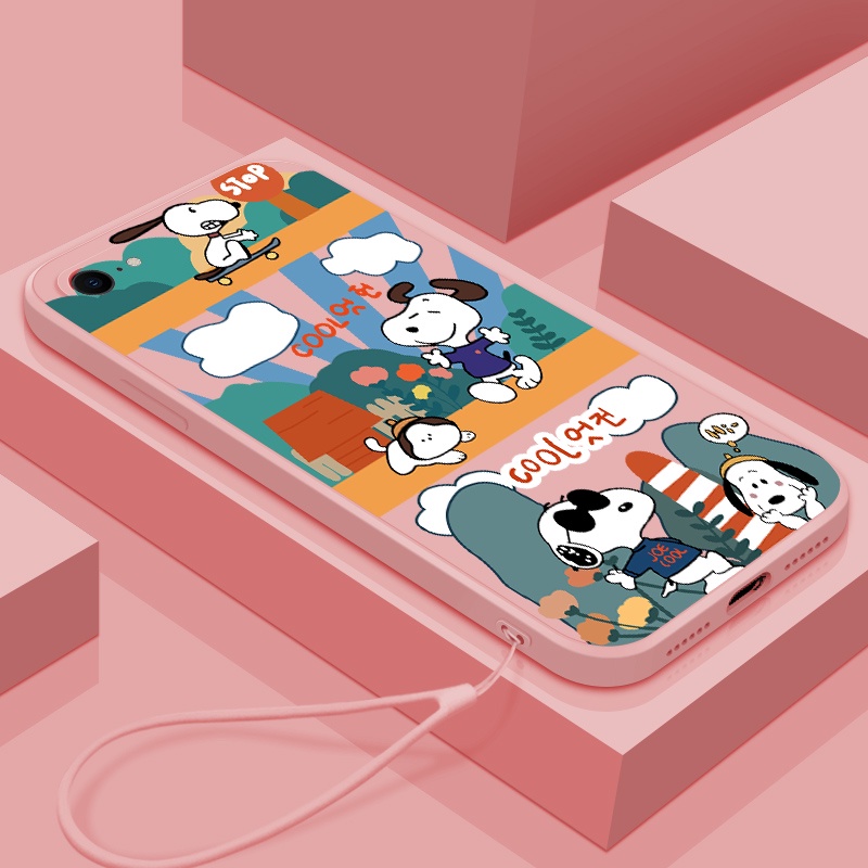 Ốp Lưng Silicon In Hình Snoopy Có Dây Đeo Xinh Xắn Cho oppo f1s a83 a71