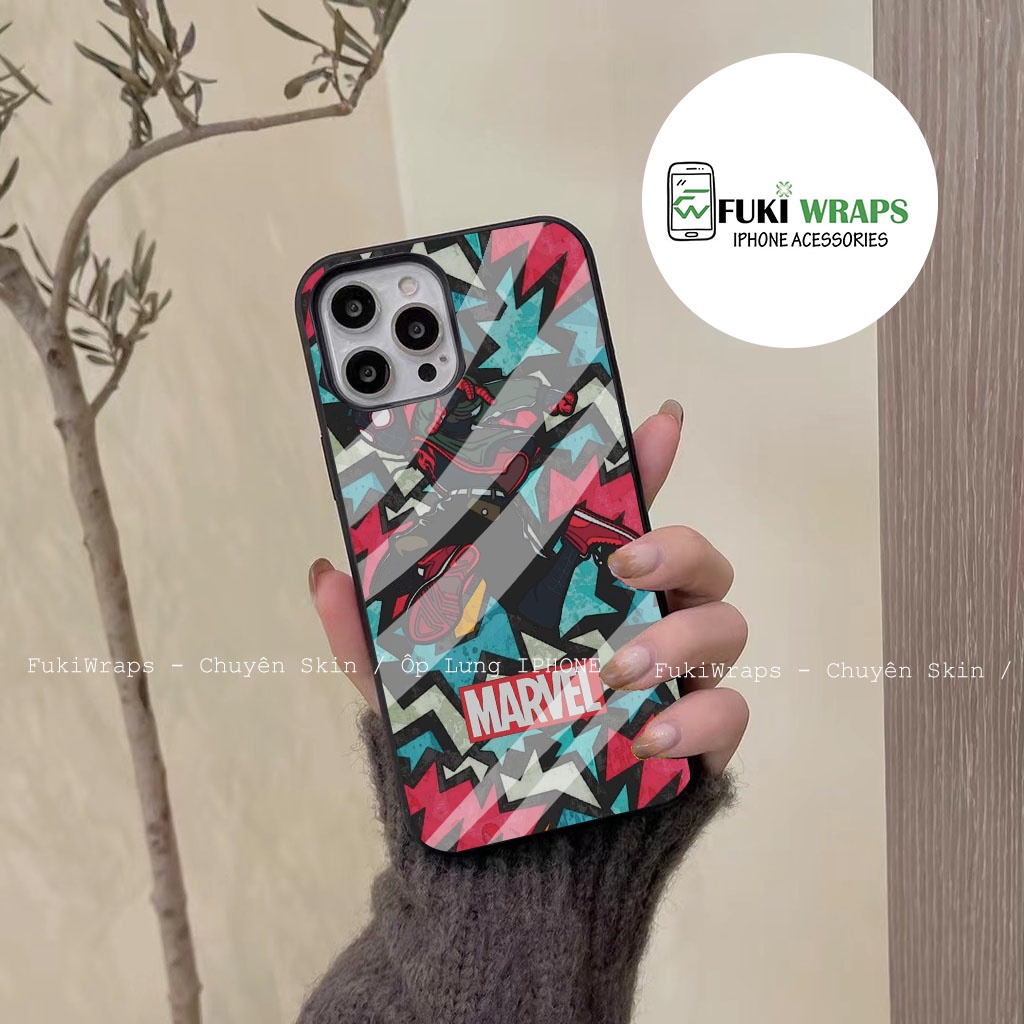 Ốp Lưng Kính Cường Lực / Case Spiderman Chống Vỡ Dành Cho 13ProMax 11ProMax 12ProMax X XS XSMAX  Fukishop