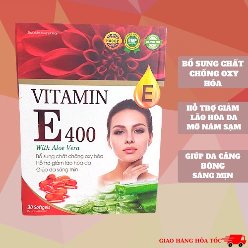 Viên Uống Đẹp Da Vitamin E400 tinh dầu thông đỏ, Hoa anh thảo trắng  da chống lão hoá