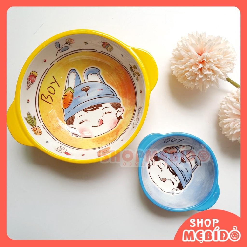 Bát Ăn Dặm Gốm Sứ Bát Ăn Cơm Bé Trai Bé Gái Decor Dễ Thương Cho Bé Shop Mẹ Bí Đỏ T76