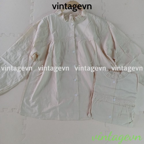 {vintagevn} áo babydoll bo tay tiểu thư ,, Áo sơ mi nữ phối màu viền bèo xinh FREESHIP 50K A,016 | BigBuy360 - bigbuy360.vn