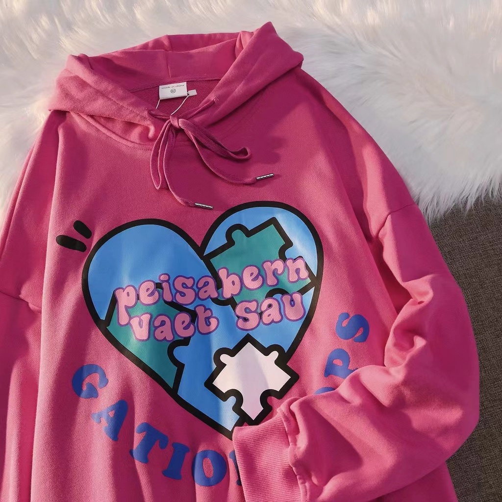 NRVP Áo Hoodie Tay Dài Oversize In Họa Tiết Phong Cách Hàn Quốc Kiểu Mới Cho Nam / Nữ