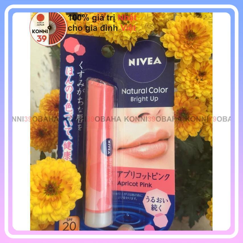 [Hàng Nhật nội địa] Son dưỡng môi Nivea Natural Color Bright Up chống nắng SPF20PA++ 3.5g