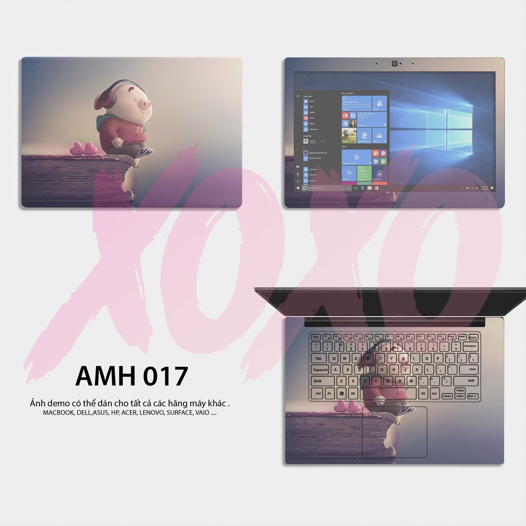 Decal Laptop 16 Mẫu Chú Heo  - Decal Dán có cho Dell, Hp, Asus, Lenovo, Acer, MSI, Surface,Vaio, Macbook