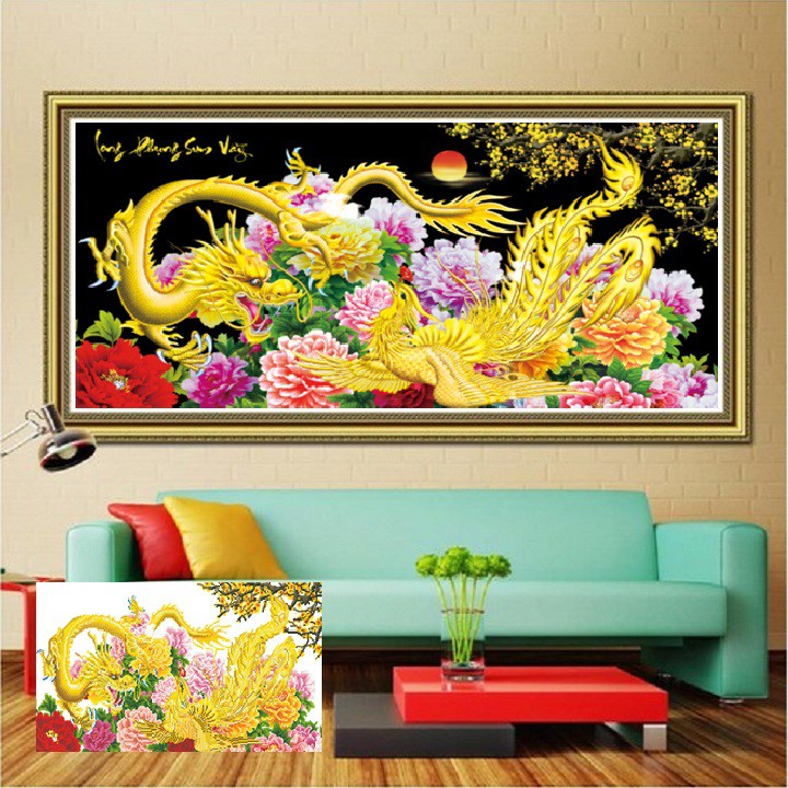Tranh đính đá Long phụng sum vầy | BigBuy360 - bigbuy360.vn