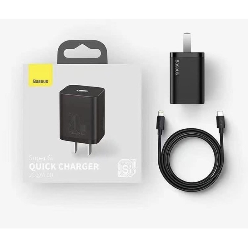 Bộ Sạc Nhanh Baseus 20W/ 32W Super Si Mini USB C Hỗ Trợ QC3.0 PD Cho iPhone 12 / dây sạc 20W - Hàng chính hãng.