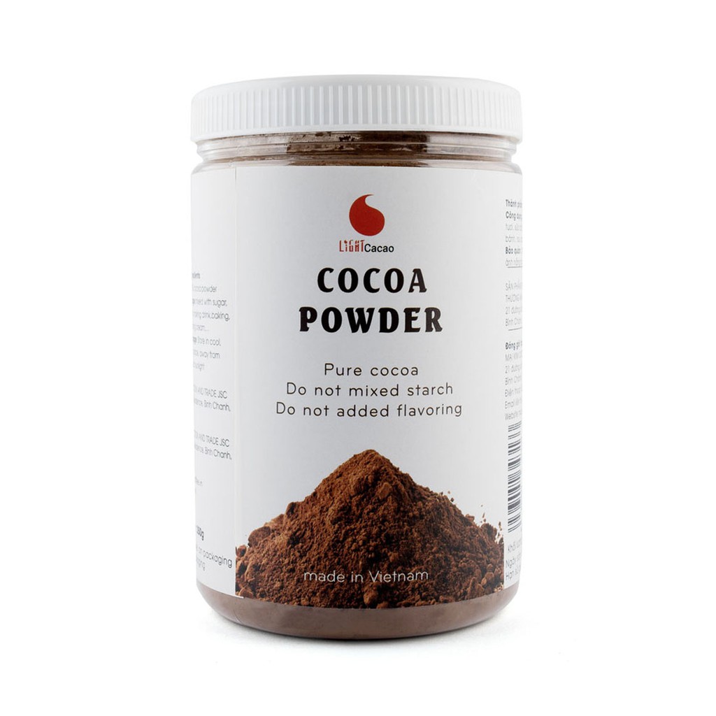 Hũ 350g - Bột cacao nguyên chất không đường Light Cacao, tốt cho sức khỏe