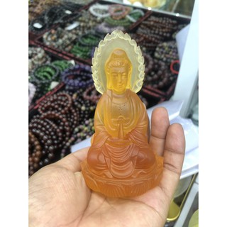 Tượng Phật Bà Quan Âm 2 mặt đá lưu ly trang trí xe ôtô xe hơi, bàn làm việc - Cao 10cm