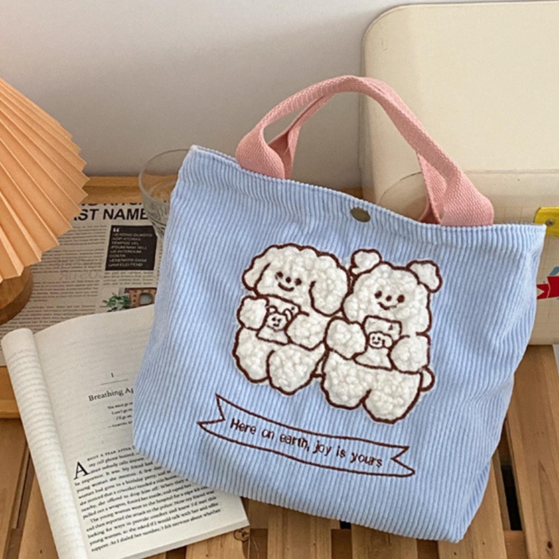 Túi Tote Vải Nhung Thêu Hình Thỏ Dễ Thương Cho Nữ