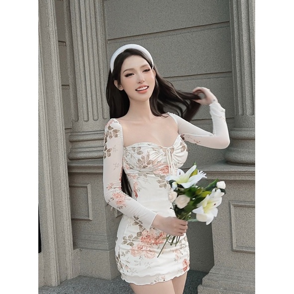 Váy dài tay ôm body Cie Dress NGOCCLOTHING nữ  Đầm ngắn ôm chất liệu co giãn phong cách gợi cảm HOT