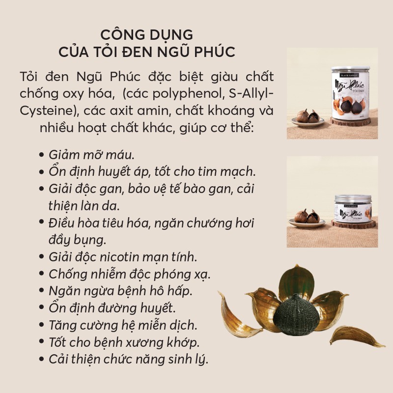 Tỏi đen cô đơn bóc vỏ Ngũ Phúc hộp 150g vô cùng tiện lợi