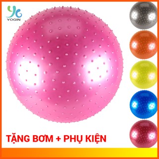 Bóng tập Yoga 75cm (trơn, gai) - Tặng kim bơm và phụ kiện kèm theo