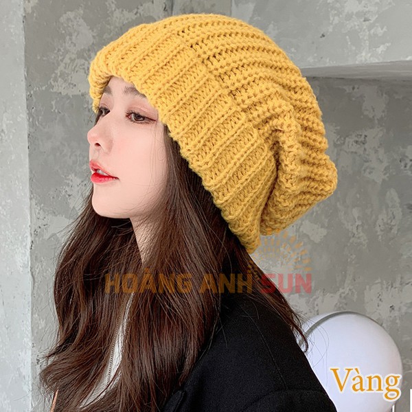 Mũ len trùm đầu nữ ⏫SIÊU_TO🆕 Mũ len dệt kim phiên bản Hàn Quốc cho nữ giữ ấm đầu tai có 4 màu, không phai màu