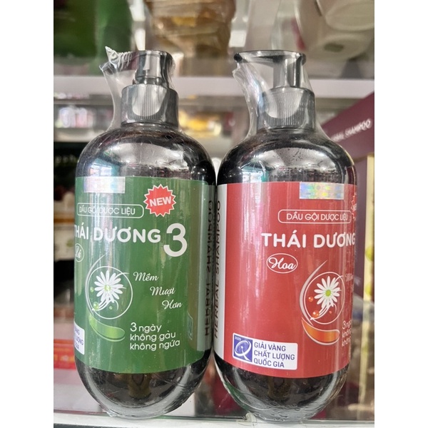 Dầu gội đầu dược liệu thái dương 3 màu xanh và màu đỏ chai nhỏ 200ml chai lớn 480ml 3 ngày không gàu không ngứa  mềm tóc