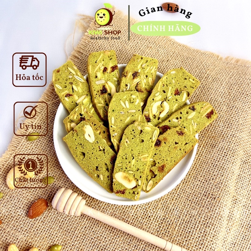 Bánh Biscotti vị Trà xanh hũ 200GR - eat clean, healthy, tập gym | KIWISHOP | NGON, CHẤT LƯỢNG, AN TOÀN