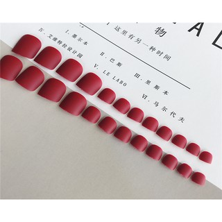 Bộ 24 Móng Chân Giả nhám nâu đỏ (keo dán )