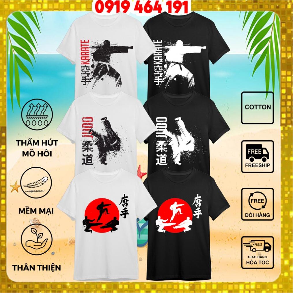 Áo thun võ Thuật - Kick Boxing - karate, phong cách hàn quốc, vải cotton dày mịn mát