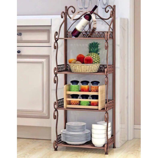 KỆ SẮT 4 TẦNG HOA VĂN NGHỆ THUẬT ( TRẮNG, NÂU )