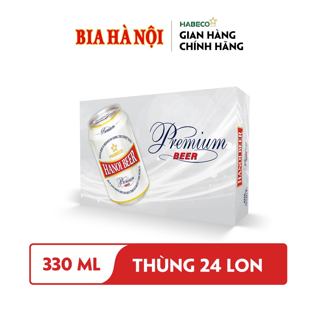 HỎA TỐC HÀ NỘI - Thùng 24 lon Hanoi Premium Beer - HABECO (330ml/lon)