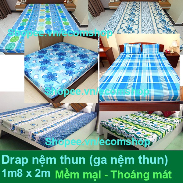 Drap nệm thun lạnh (ga nệm thun lạnh) 1m6 x 2m và 1m8 x 2m VNSK (Giao màu ngẫu nhiên)