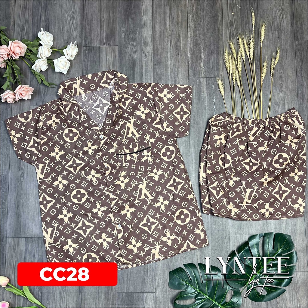 Bộ pijama lụa kate thái bộ mặc nhà mềm mại dễ thương