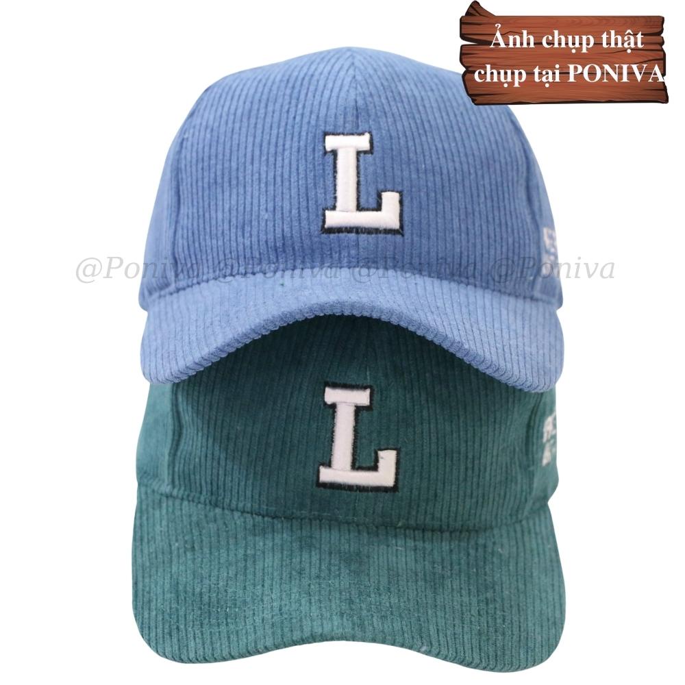 Mũ lưỡi trai ❤️ Nón kết thêu chữ L chất nhung tăm form unisex phong cách Ulzzang Thời trang PONIVA siêu hot