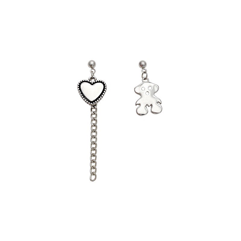 Khuyên Tai Hình Gấu Và Trái Tim Thời Trang Cho Nữ