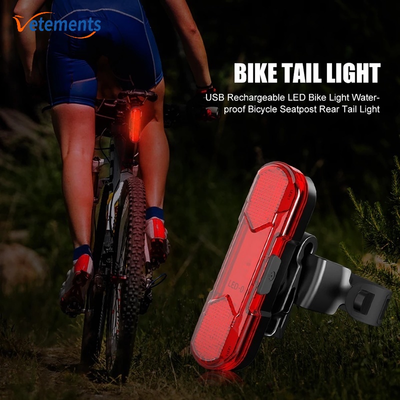 Đèn LED Cảnh Báo An Toàn Gắn Đuôi Xe Đạp Leo Núi 3 Màu Có Cổng Sạc USB